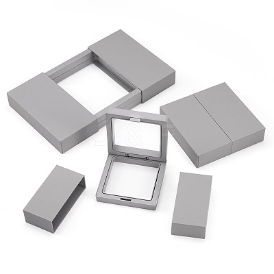 3 Bags 3 Styles Square Transparent PE Thin Film Suspension Jewelry Display Box CON-TA0001-38F-1