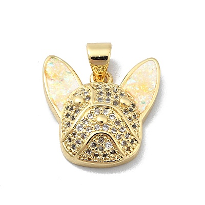Brass Micro Pave Clear Cubic Zirconia Pendants KK-A221-25A-G-1