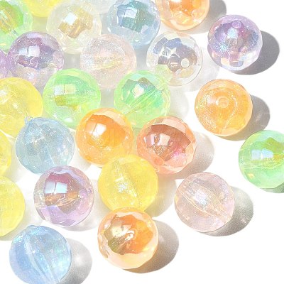30Pcs Rainbow Iridescent Plating Acrylic Beads TACR-CJ0001-52-1