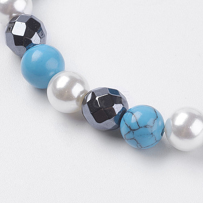Synthetic Hematite Beads Stretch Bracelets BJEW-I241-26C-1