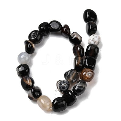 Natural Black Agate Beads Strands G-P601-A15-02-1