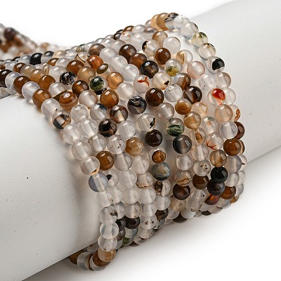 Natural Dendritic Agate Beads Strands G-A232-A01-01-1