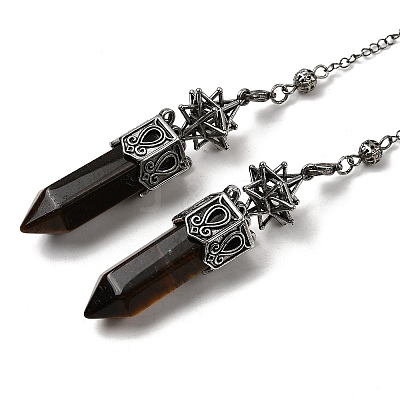 Natural Tiger Eye Faceted Bullet Pointed Dowsing Pendulums G-B149-14AS-06-1