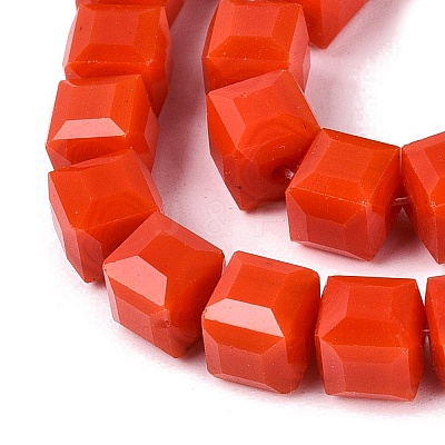 Opaque Glass Beads Strands GLAA-R041-8x8mm-C04-1