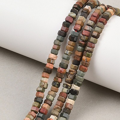 Natural Polychrome Jasper/Picasso Stone/Picasso Jasper Beads Strands G-G345-C24-2x4mm-1