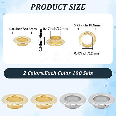 200Pcs 2 Colors Iron Grommet Eyelet Findings IFIN-GF0001-59D-1