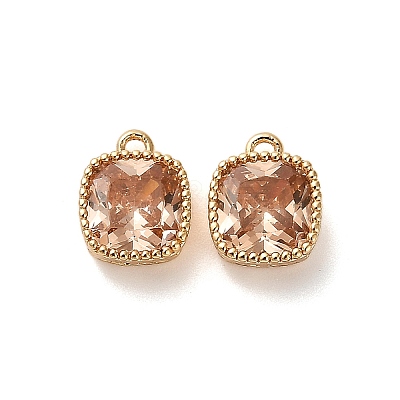 Brass Micro Pave Clear Cubic Zirconia Charms KK-B110-01G-06-1