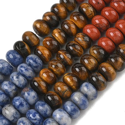 Natural Red Jasper & Tiger Eye & Blue Spot Jasper & Dalmatian Jasper & Topaz Jade & Tianshan Cui Quartzite Beads Strands GG-CBA9281-A08-5x8mm-1