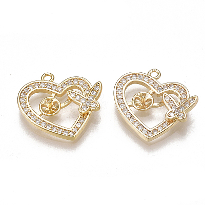 Brass Micro Pave Cubic Zirconia Peg Bails Pendants LS-KK-T038-359G-1
