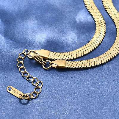 Ion Plating(IP) 304 Stainless Steel Herringbone Chain Necklace for Men Women NJEW-E076-03E-G-1