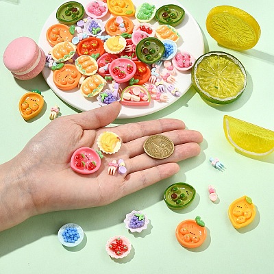 40Pcs 4 Styles Opaque Cute Resin Decoden Cabochons RESI-YW0005-40-1