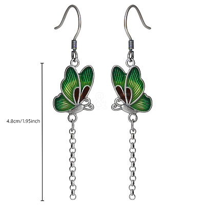 Alloy Enamel Butterfly Dangle Earrings for Women WG8FBC4-01-1
