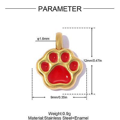 304 Stainless Steel with Red Enamel Charms SA-OY002-20G-1