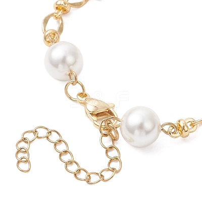 Round Shell Pearl Link Chain Bracelets BJEW-JB12873-1