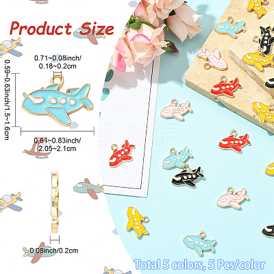 25Pcs 5 Colors Alloy Enamel Pendants ENAM-YW0006-78-1