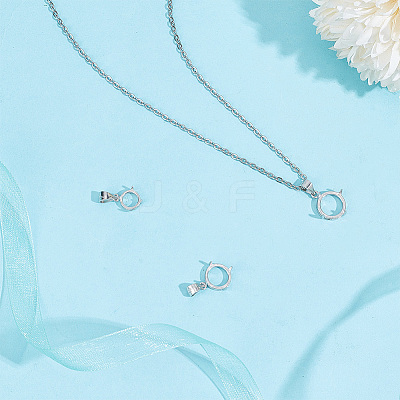 3Pcs 3 Styles Rhodium Plated 925 Sterling Silver Open Back Bezel Pendant Cabochon Settings STER-GO0001-22-1