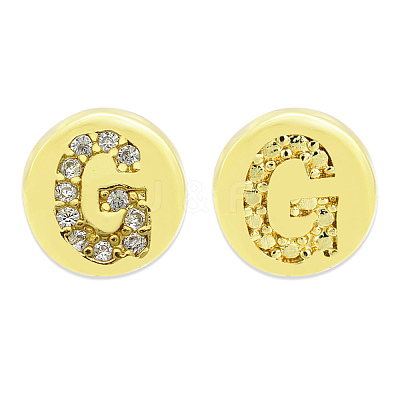 Brass Micro Pave Clear Cubic Zirconia Beads KK-T030-LA843-GX3-1