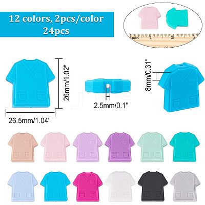 24Pcs 12 Colors Food Grade Eco-Friendly Silicone Focal Beads SIL-CA0001-20-1