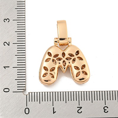 Brass Micro Pave Clear Cubic Zirconia Pendants KK-B099-01G-M-1