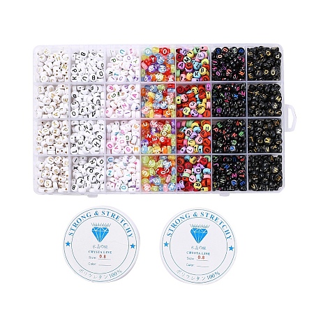1400Pcs 7 Style Acrylic Letter Beads MACR-YW0001-28-1
