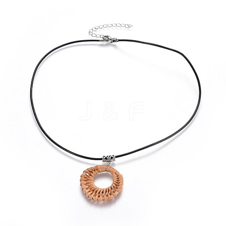 Woven Pendant Necklaces NJEW-JN02311-01-1