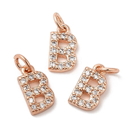 Brass Micro Pave Grade AAA Cubic Zirconia Charms ZIRC-P067-11RG-B-NR-1