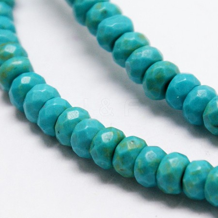 Faceted Rondelle Synthetic Turquoise Beads Strands X-TURQ-I015-10x6mm-06-1