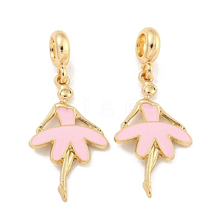 Rack Plating Alloy Enamel Ballet Dancer European Dangle Charms FIND-B034-46G-1