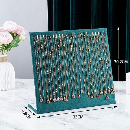 Velvet Necklace Organizer Display Stands for 24 Necklaces PW-WG61009-02-1