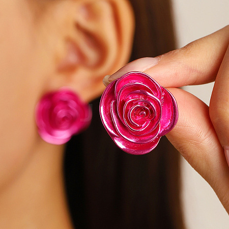 Alloy Enamel Stud Earrings WGE798E-08-1