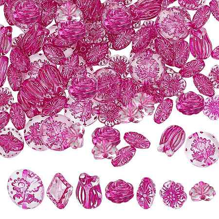 Fuchsia Transparent Acrylic Beads TACR-AR0001-28-1