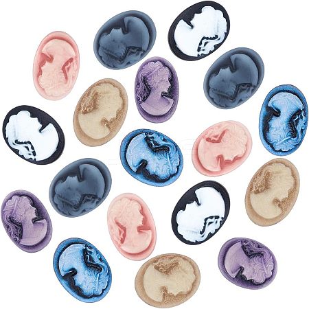 Resin Cameo Lady Head Cabochons CRES-CA0001-02-1