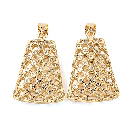 Brass Micro Pave Clear Cubic Zirconia Pendants KK-B184-01G-04-1
