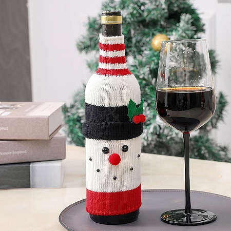 Christmas Acrylic Fiber Wine Bottle Sleeve AJEW-M214-01-1