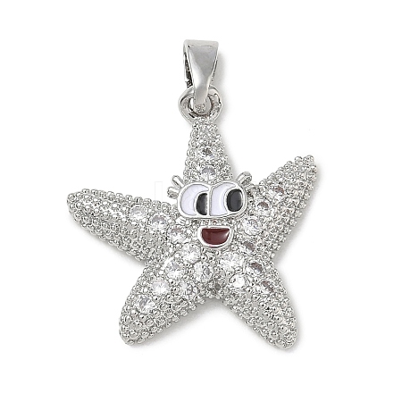 Brass Enamel & Clear Cubic Zirconia Pendants KK-G603-01P-03-1