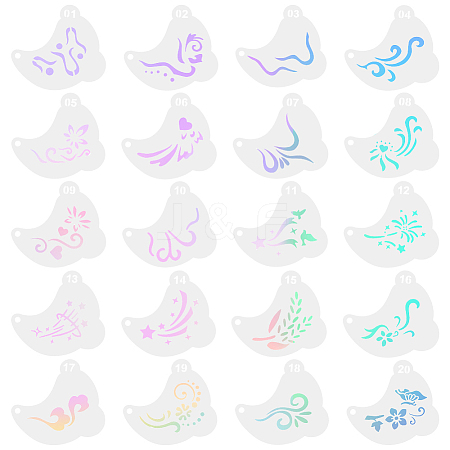 20Pcs PET Tattoo Stencil Templates AJEW-WH20141-12-1