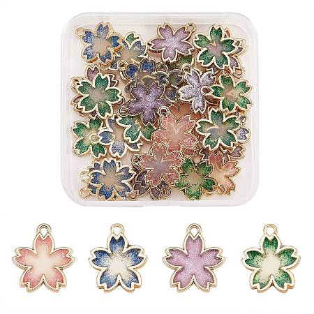 40Pcs 4 Colors Rack Plating Alloy Transparent Epoxy Resin Pendants FIND-SZ0002-69-1