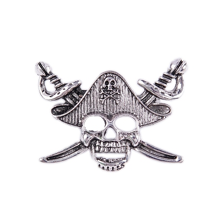 Alloy Pirate Skull Sword Brooch for Halloween PW-WG13433-02-1
