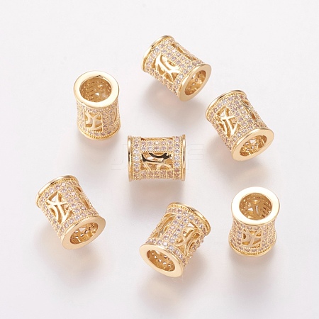 Brass Cubic Zirconia European Beads X-ZIRC-F001-76G-1