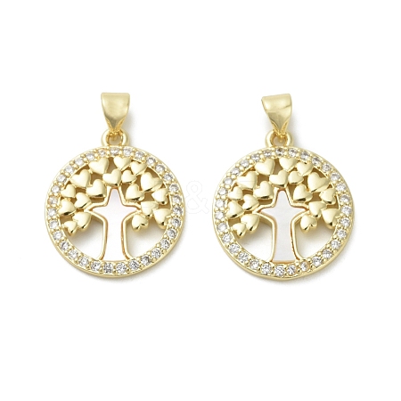 Brass Micro Pave Cubic Zirconia Pendants KK-D384-06G-03-1
