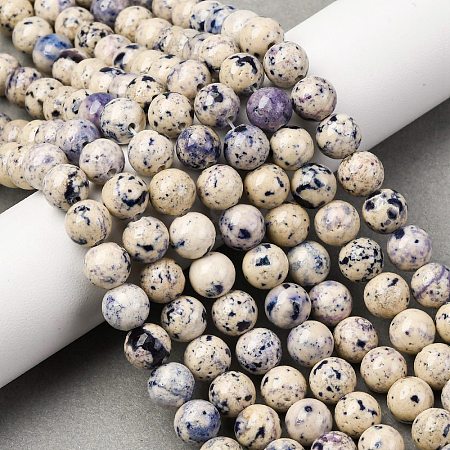 Natural Dyed Marble Beads Strands G-P593-8mm-02-1