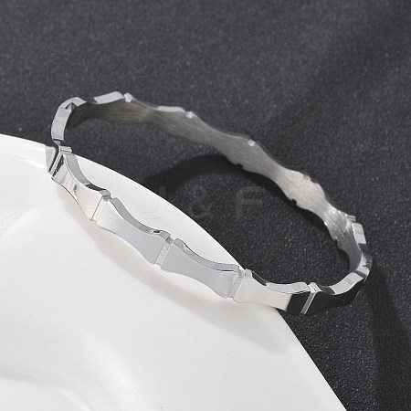 Bamboo Joint 304 Stainless Steel Bangles for Women BJEW-Z092-01P-1