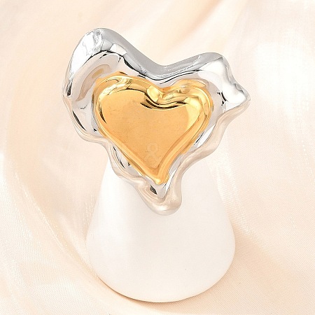 Irregular 304 Stainless Steel Cuff Open Rings SA-CBV3037-01GP-1
