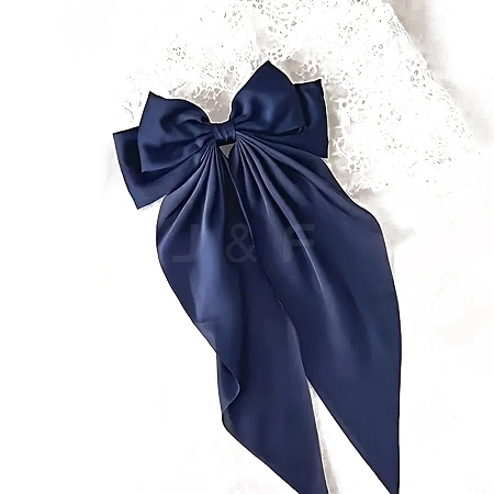 Solid Color Long Bowknot Satin Hair Barrettes PW-WGAD6A6-06-1