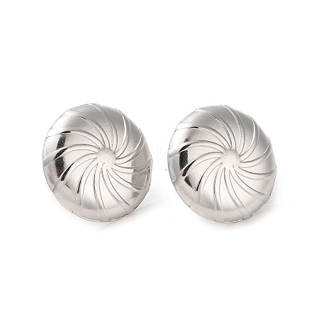 Non-Tarnish Flat Round 304 Stainless Steel Stud Earrings for Women EJEW-L272-001P-1