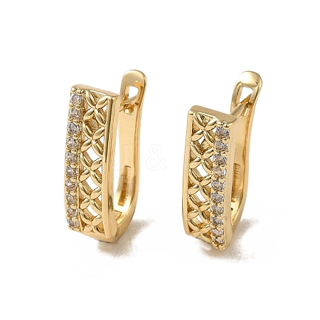 Brass Micro Pave Cubic Zirconia Hoop Earring EJEW-L271-10KCG-05-1