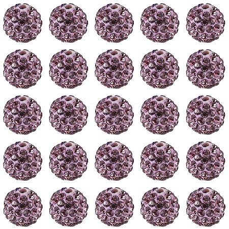 200Pcs Pave Disco Ball Beads RB-PA0001-11F-1