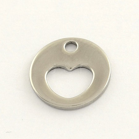 Tarnish Resistant 304 Stainless Steel Flat Round Charms STAS-R063-04-1