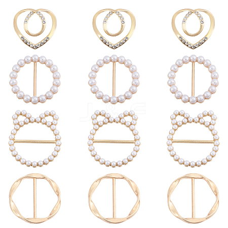 12Pcs 4 Styles Alloy Resin Buckle Clasps FIND-GL0002-20-1