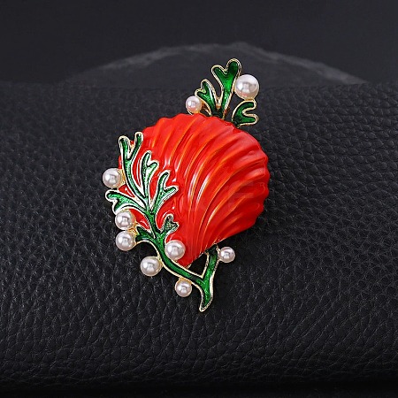 Enamel Plastic Pearl Brooch LS-JEWB-K027-05G-1